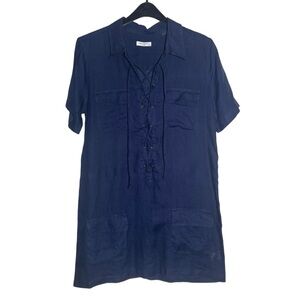Equipment Navy‎ Linen T-shirt Dress